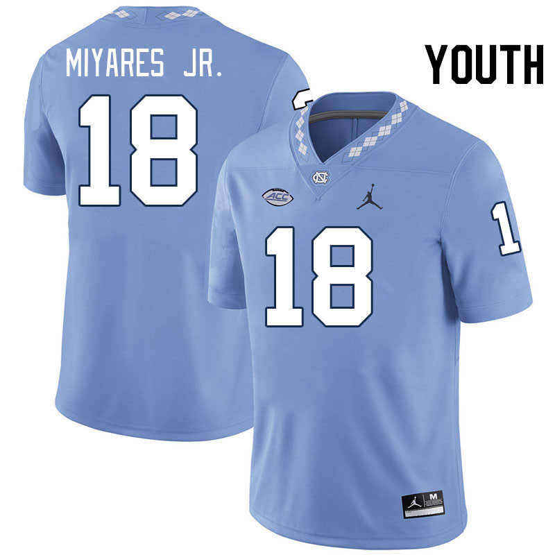 Youth #18 Andres Miyares Jr. North Carolina Tar Heels College Football Jerseys Stitched-Carolina Blu